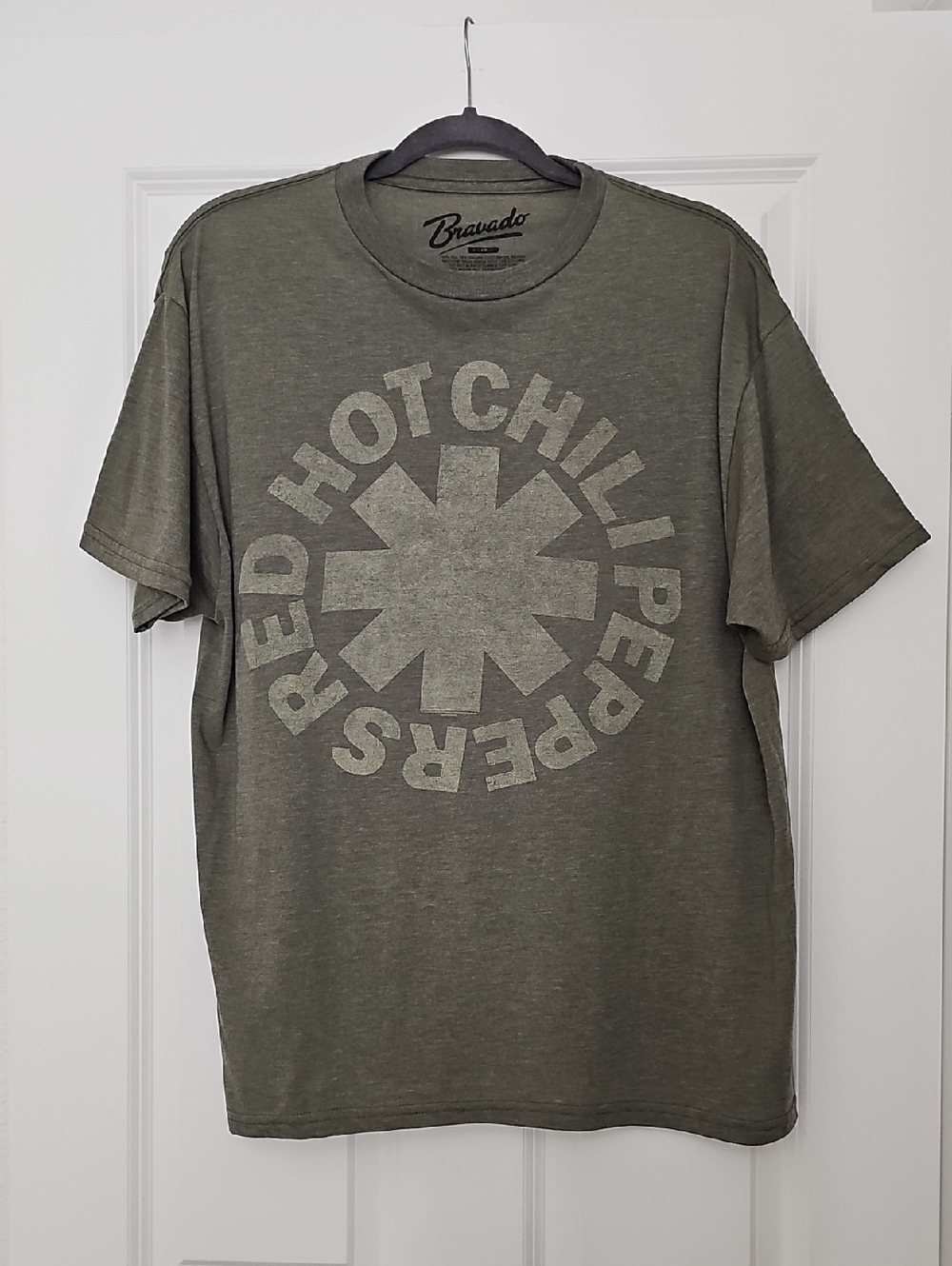 Red Hot Chili Peppers RHCP Graphic Band Tee Heather Olive Green XL